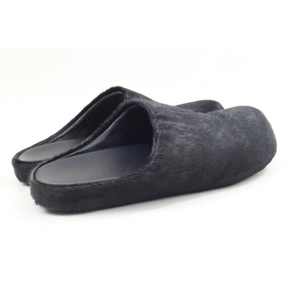 Marni Black Long Hair Calfskin Fussbett Sabot Mule Flats Slippers Size 41 main image 4